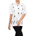 thumbnail image 4 of HAPPY BAY Women's Casual Hawaiian Blouse Shirt Solid Blouses Button Up Short Sleeve Dress Tops Tee Shirts T Shirts for Women L Snow White, Palm Tree, 4 of 5