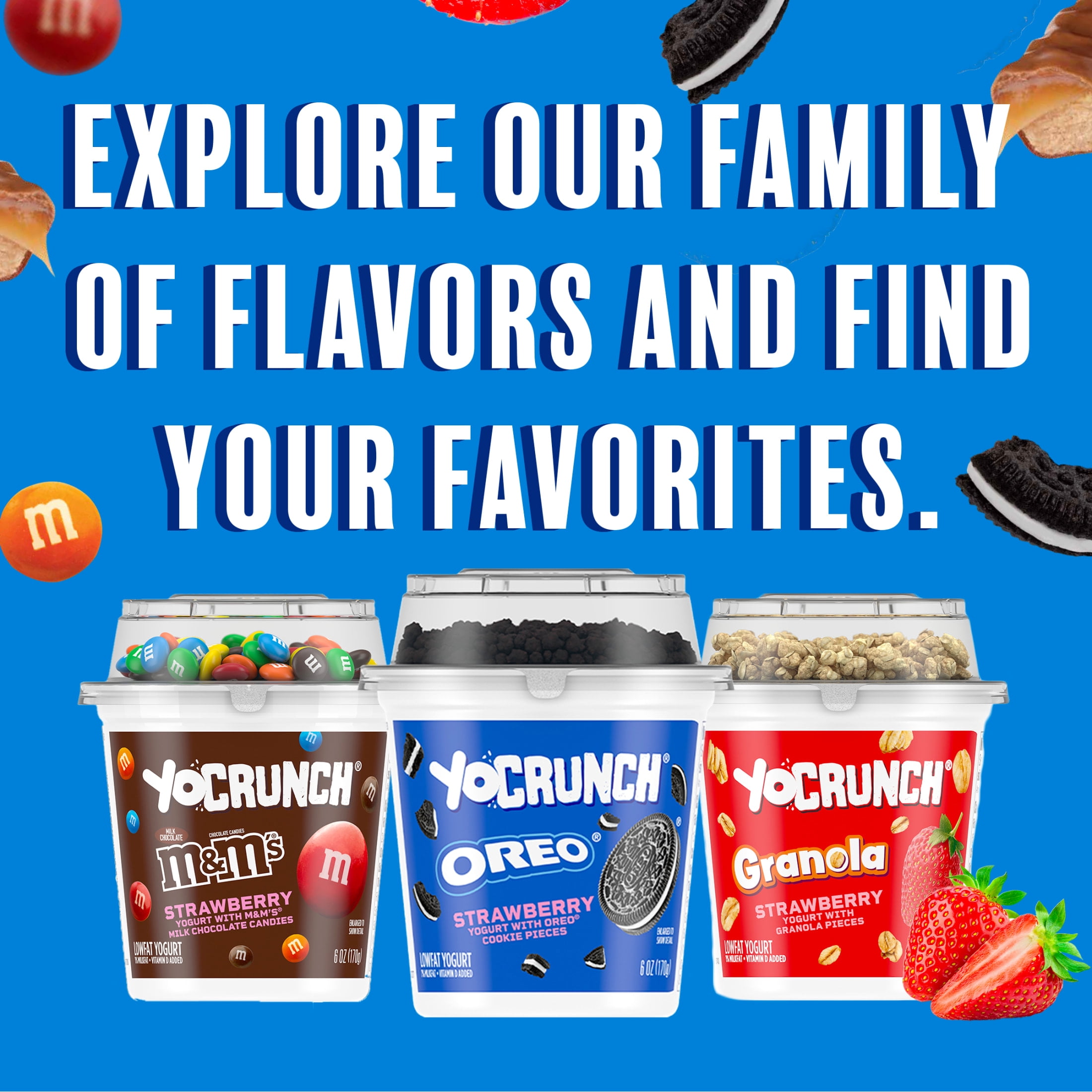 YoCrunch Strawberry Low Fat Yogurt with Mini M&Ms(R), Single Serve Snacks, 4 oz Yogurt Cups, 4 Count