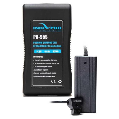 UPC: 0741533994137 | IndiPRO Compact 95Wh V-Mount Li-Ion Battery with Pro Battery Charger Kit