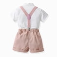 thumbnail image 4 of Toddler Boy Summer Wedding Clothes Set with Bowtie Short Sleeve Shirt and Suspender Shorts Baby Outfits, 4 of 4