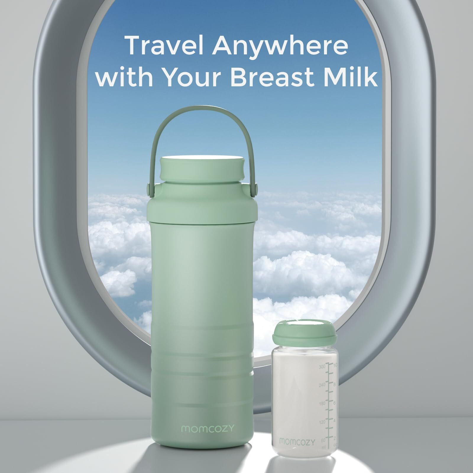 Momcozy 22oz Portable Breast Milk Cooler for Outdoor, Life Saver with 360° Total Cooling for 24 Hours, Larger Capacity Travel Breastmilk Chiller with 2pcs Baby Bottles for Breastmilk Storage
