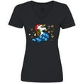thumbnail image 3 of Inktastic Cute Christmas Unicorn with Cookies Women's V-Neck T-Shirt, 3 of 5