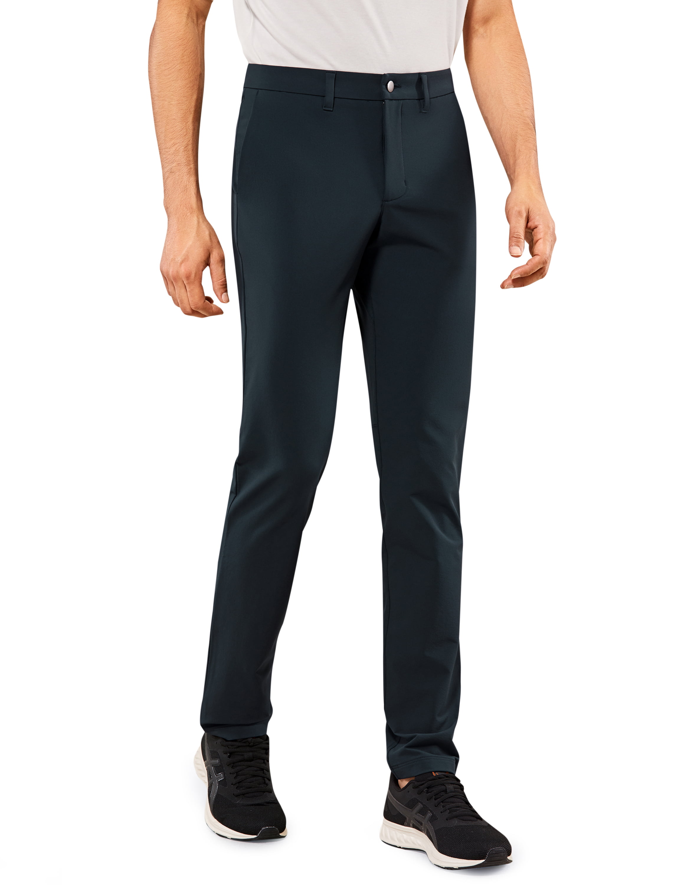 CRZ YOGA Mens Skinny Stretch Slim Casual Solid Dry Feeling Thick Pants with Side Pockets 34 inches