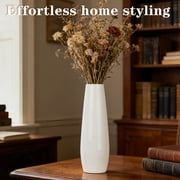 Modern 12-Inch Tall White Ceramic Vase for Pampas Grass, Floral Arrangements, and Elegant Home Decor