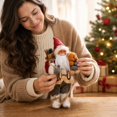 thumbnail image 3 of Freestanding Santa Claus Plush Figure with Vintage Rustic Design and Teddy Bear, Red and Gray, for Living Room Mantel Display, Christmas Decoration, 3 of 3