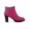 thumbnail image 3 of BLISSFUL STEP Women's Round Toe Block Heels Chelsea Ankle Boots Hot Pink 6.5, 3 of 7