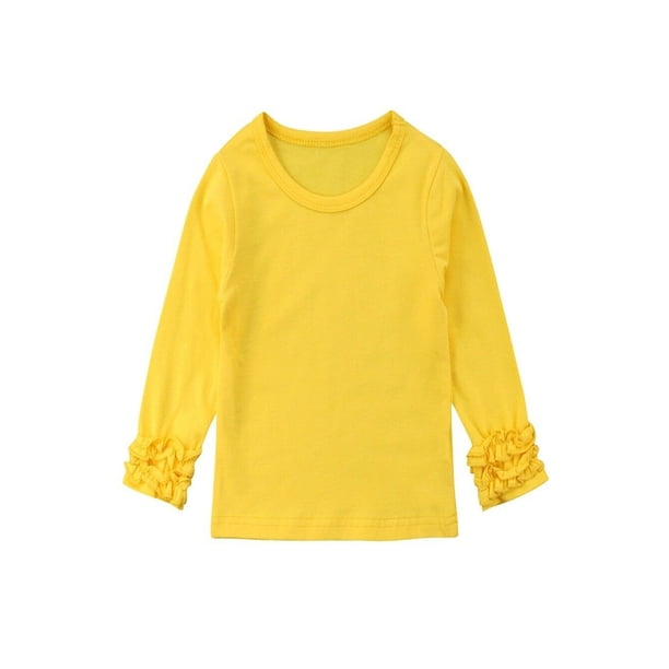 Toddler Baby Kids Girl Cotton Long Sleeve Solid Color Tee Tops TShirt Clothes