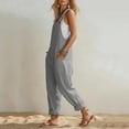 thumbnail image 7 of Linen Jumpsuits for Women Summer Fall Casual Sleeveless Wide Leg Overalls Adjustable Strap Jumpsuit Trendy Beach Vacation Outfit Gray S, 7 of 7
