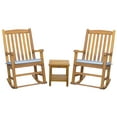 thumbnail image 3 of 3 Piece Teak Wood Santiago Outdoor Patio Lounge Set with 2 Rocking Chairs and Side Table, 3 of 4