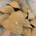 thumbnail image 2 of SikaFu Summer Hat Children's Internet Red Bee Straw Hat Lafite Grass Handmade Fisherman Hat Tidal Sunscreen Versatile Handwoven Bowl Hat, 2 of 6