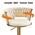 thumbnail image 5 of Modern Velvet Bar Stools Set of 3, Adjustable Height Swivel Barstools, Counter Height Bar Chairs with Back and Footrest for Kitchen Island & Dining Room, Beige, 5 of 8