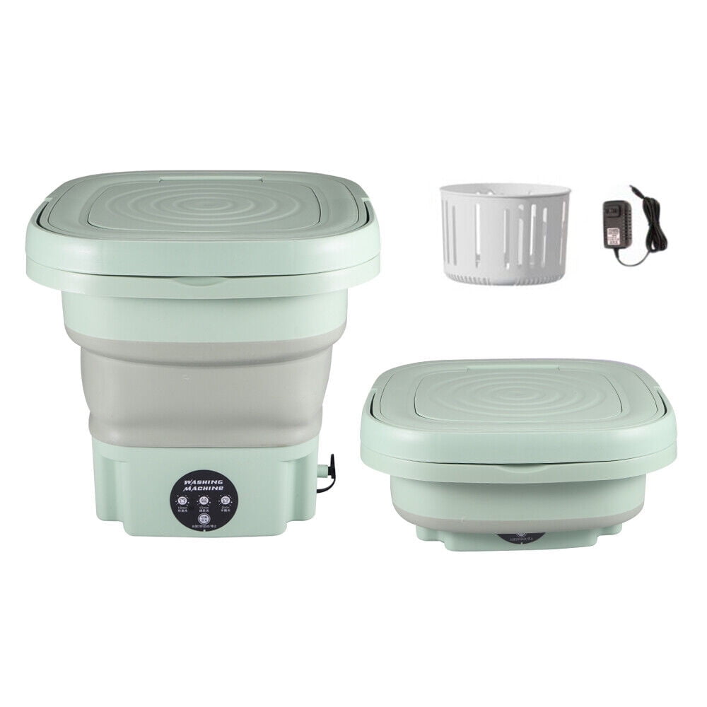 Jinyi Portable Washing Machine, 8L Foldable Mini Washing Machine, Folding Mini Small Washer For Baby Clothes, Underwear Or Small Items, Apartment, Dorm, Camping, RV Travel Laundry-Green