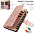 thumbnail image 2 of ELEHOLD Premium Leather Wallet Case For iPhone 15, Zipper Folio with 6 Card Slots Cash Pocket Magnetic Closure Protective Flip Wallet Case Cover with Wrist/Shoulder Strap,Rosegold, 2 of 11
