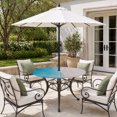 thumbnail image 2 of Round Outdoor Tablecloth with Umbrella Hole and Zipper, Blue Beige Ombre Coastal Tablecloth with Elastic Waterproof, Summer Beach Seaside Vacation Patio Table Covers for 31" - 35" Picnic Pool Tables, 2 of 9