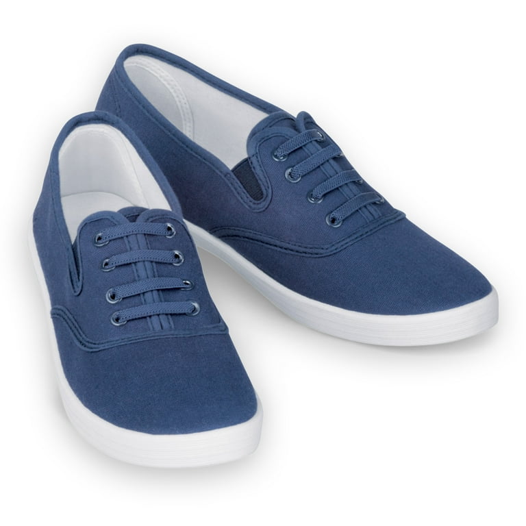 Round toe canvas sneakers clearance