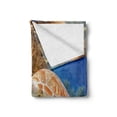 thumbnail image 2 of Turtle Soft Flannel Fleece Blanket, Coral Reef and Sea Turtle Close up Photo Bonaire Island Waters Maritime, Cozy Plush for Indoor and Outdoor Use, 70" x 90", Pale Coffee Brown Blue, by Ambesonne, 2 of 6