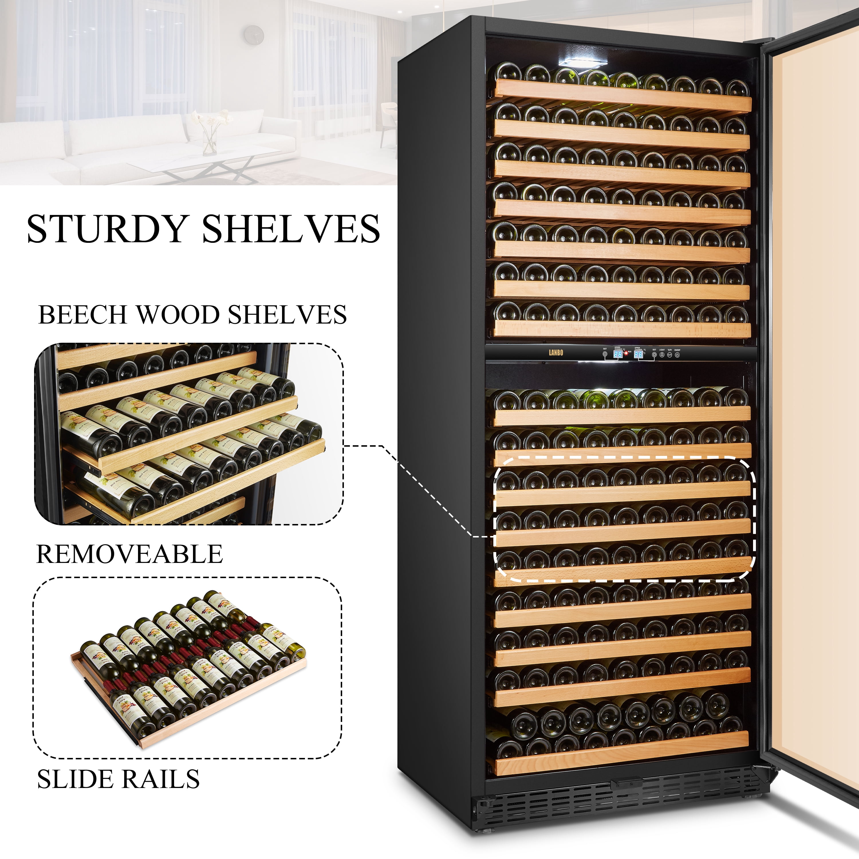 Lanbo 287 Bottle 32 inch Width Built-in Dual Zone Wine Refrigerator