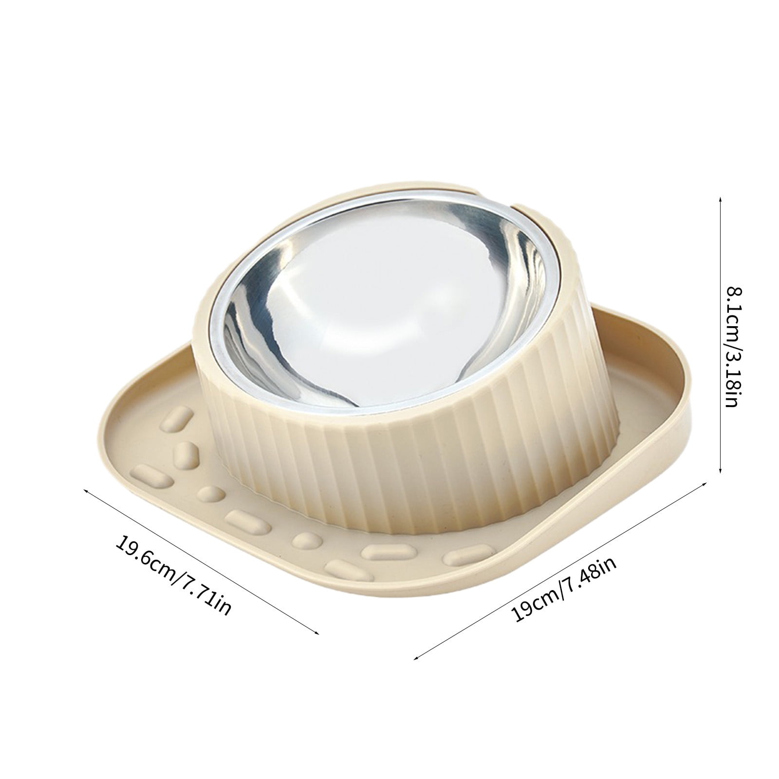 potrochi Wide Elevated Cat Food Bowl, Elevated Cat Bowl, 15° Tilted Raised Cat Dog Food Bowls, Stainless Steel Food Bowl for Indoor Cat, Pets Bowls with Non-Spill & Anti-Slip Base