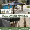 thumbnail image 4 of Dextrus 10x10ft Double Roof Hardtop Gazebo with Netting and Shaded Curtains, Outdoor Aluminum Frame Polycarbonate Canopy, Garden Tent for Patio, Backyard, Black&Brown, 4 of 9