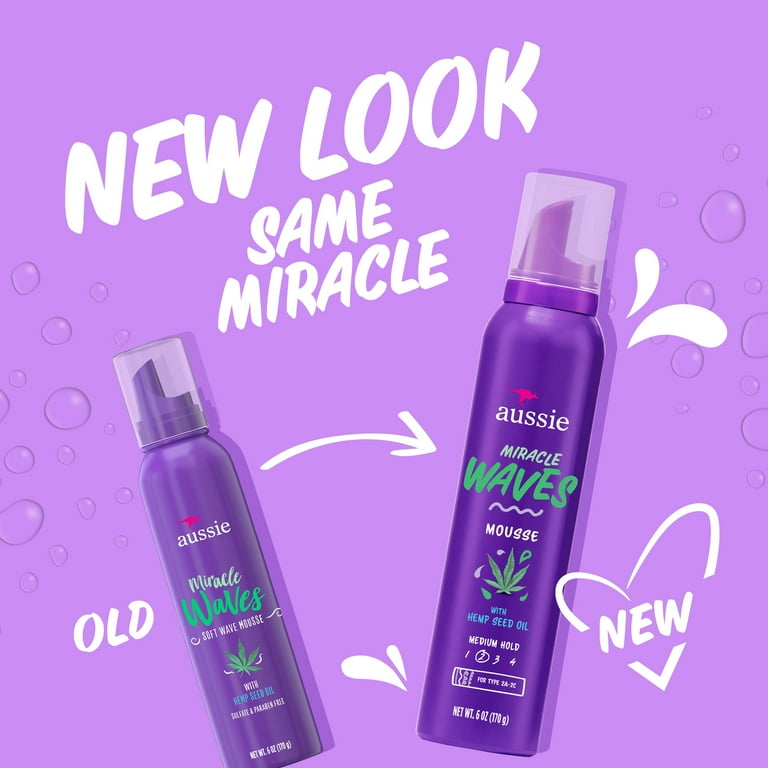 Aussie Miracle Waves Soft Wave Mousse with Hemp Seed Oil, Paraben