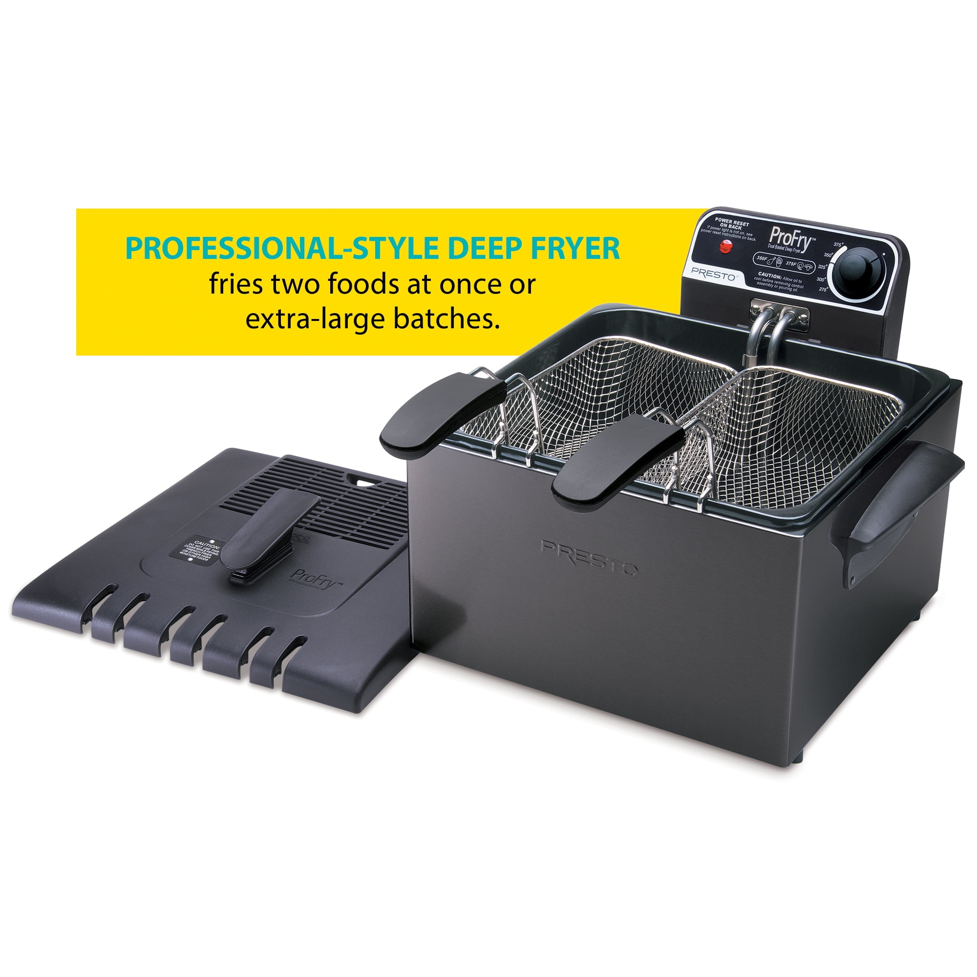 Presto 5Qt Pro Fry Electric Deep Fryer, Dual Large Baskets, Easy