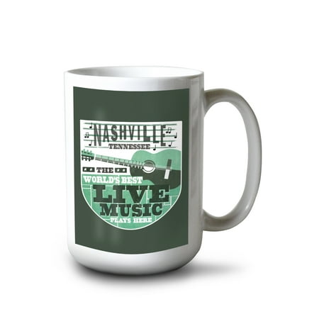 

Lantern Press 15 fl oz Ceramic Mug Nashville Tennessee Orange and Cream Contour Dishwasher & Microwave Safe