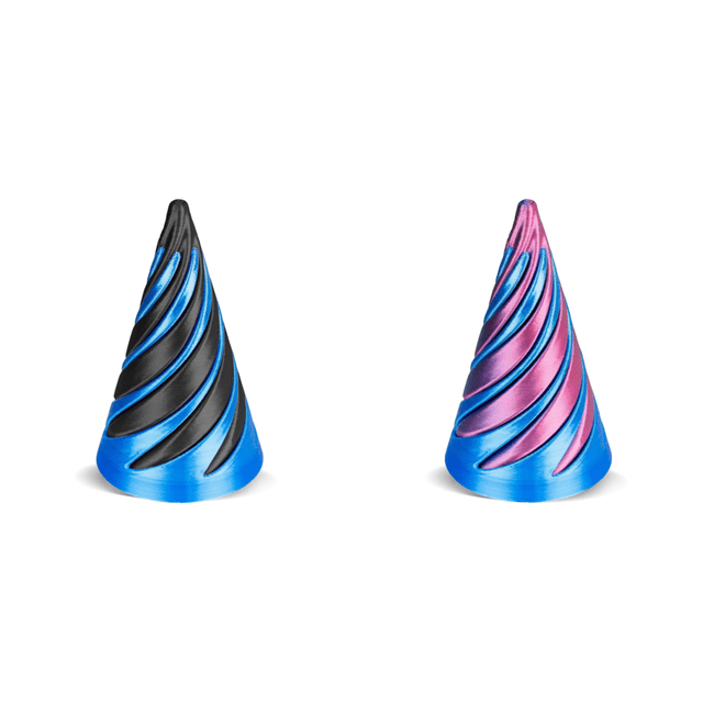 Juguete Espiral Impreso en 3D Que Pasa A Través Del Escritorio Pirámide () Azul