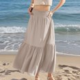 thumbnail image 2 of Womens Skirt Fashion Women‘s Solid Color Casual Elasticity High Waist Tiered Skirts Skirts for Women Khaki L, 2 of 9