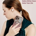 thumbnail image 5 of for iPhone 13 Pro Max Case Glitter Magnetic Compatible with MagSafe Full Camera Lens Protection Luxury Plating Cute Bling Clear Shockproof Slim Phone Case for Women Girls, Pink, 5 of 14