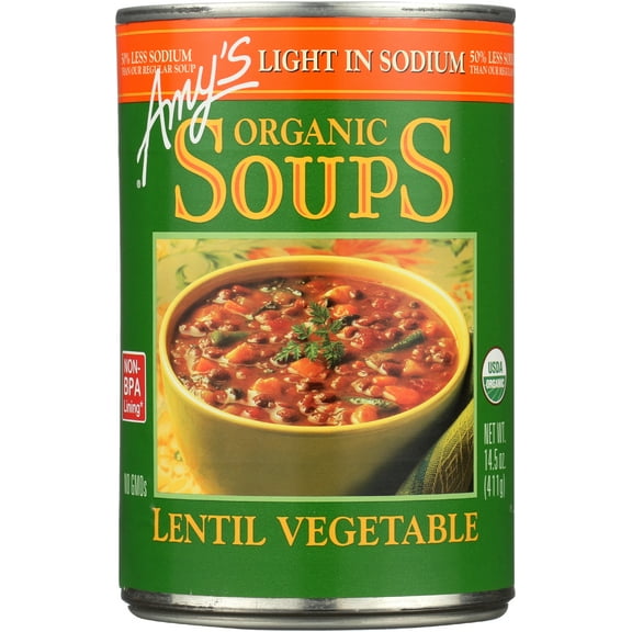 Pack of 12, Amys Lentil Vegetable Organic Soup, 14.5 oz