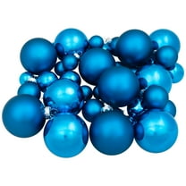 Shiny and Matte Blue Glass Ball Christmas Ornaments - 2.5" (63mm) - 40ct