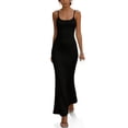 thumbnail image 2 of FDGIU Women's 2026 Summer Spaghetti Strap Scoop Neck Maxi Dress, Ribbed Knit Bodycon Sleeveless Long Casual Sundress for Daily Vacation Streetwear, 2 of 7