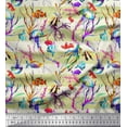 thumbnail image 1 of Soimoi Velvet Fabric Stripe,Coral & Jellyfish Ocean Print Fabric by Yard 58 Inch Wide, 1 of 1