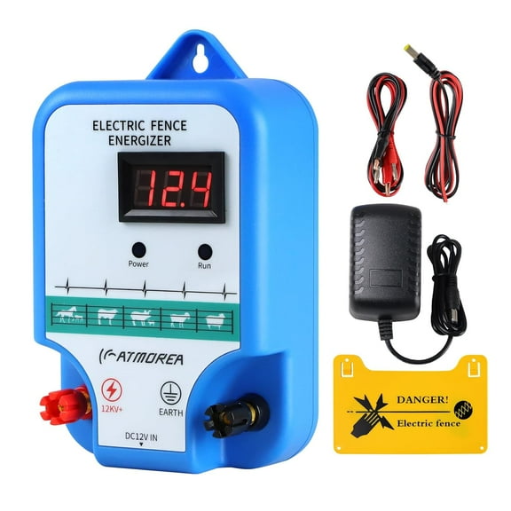 ATMOREA P4 3 Joules Electric Fence Charger with LED Display – Ideal for Livestock, Pets, Poultry, Gardens & Orchards