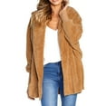 thumbnail image 2 of Lilgiuy Women's Autumn/Winter Solid Color Lapel Long Sleeve Cardigan Plush Hooded Jacket Tops Khaki，10 2022 Fall Winter, 2 of 5