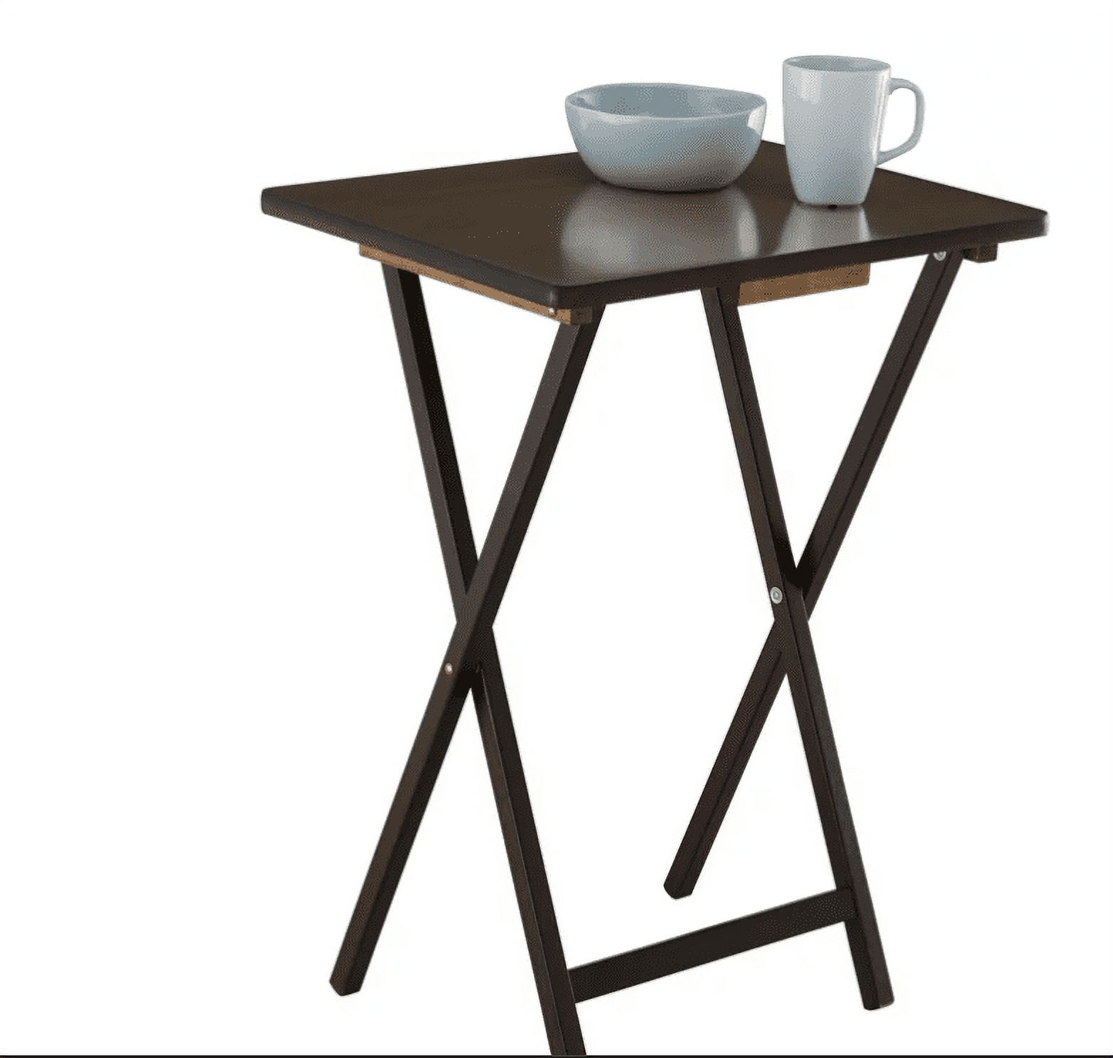 Mainstays Indoor Folding Table Set of 4 in Walnut L19 x W15 x H26 inches. 4 Tables+1 Rack Stand. - image 4 of 5