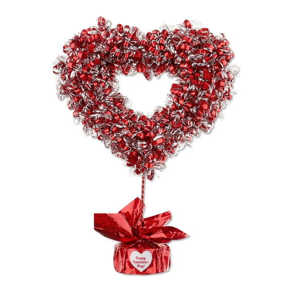 Tinsel Heart Tabletop Decoration, Red and Pink, 16", Valentine's Day by Way To Celebrate