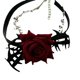 thumbnail image 1 of 1 Morceau De Corde Large Noire Avec Rose Artificielle Rouge Style Rtro Gothique Chocolat Punk Cool Collier De Chane De Verrouillage Pour Dcorer La, 1 of 5