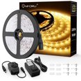 thumbnail image 1 of Onforu Tira de luces LED blancas, cinta de luz LED regulable de 16.4 pies, tira de luz blanca de luz diurna de 6000 K, luz de espejo de tocador flexible de 300 LED, luz de cuerda de cinta de 5 m 12 V, 1 of 4