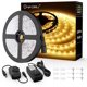 thumbnail image 1 of Tira de luces LED de color blanco cálido, Onforu, luz de cuerda regulable de 16.4 pies, cinta de luz de 3000 K, 5 m, 12 V, 2835 LED, iluminación de tira flexible para el hogar, cocina, debajo del gabi, 1 of 4