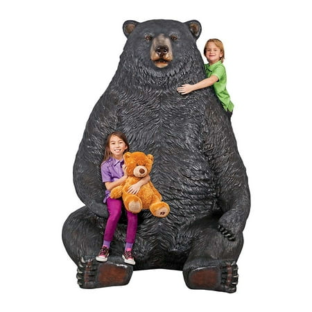 Seated Kuan Yin Statue - Sitting Pretty Oversized Black Bear Statue with Paw Seat