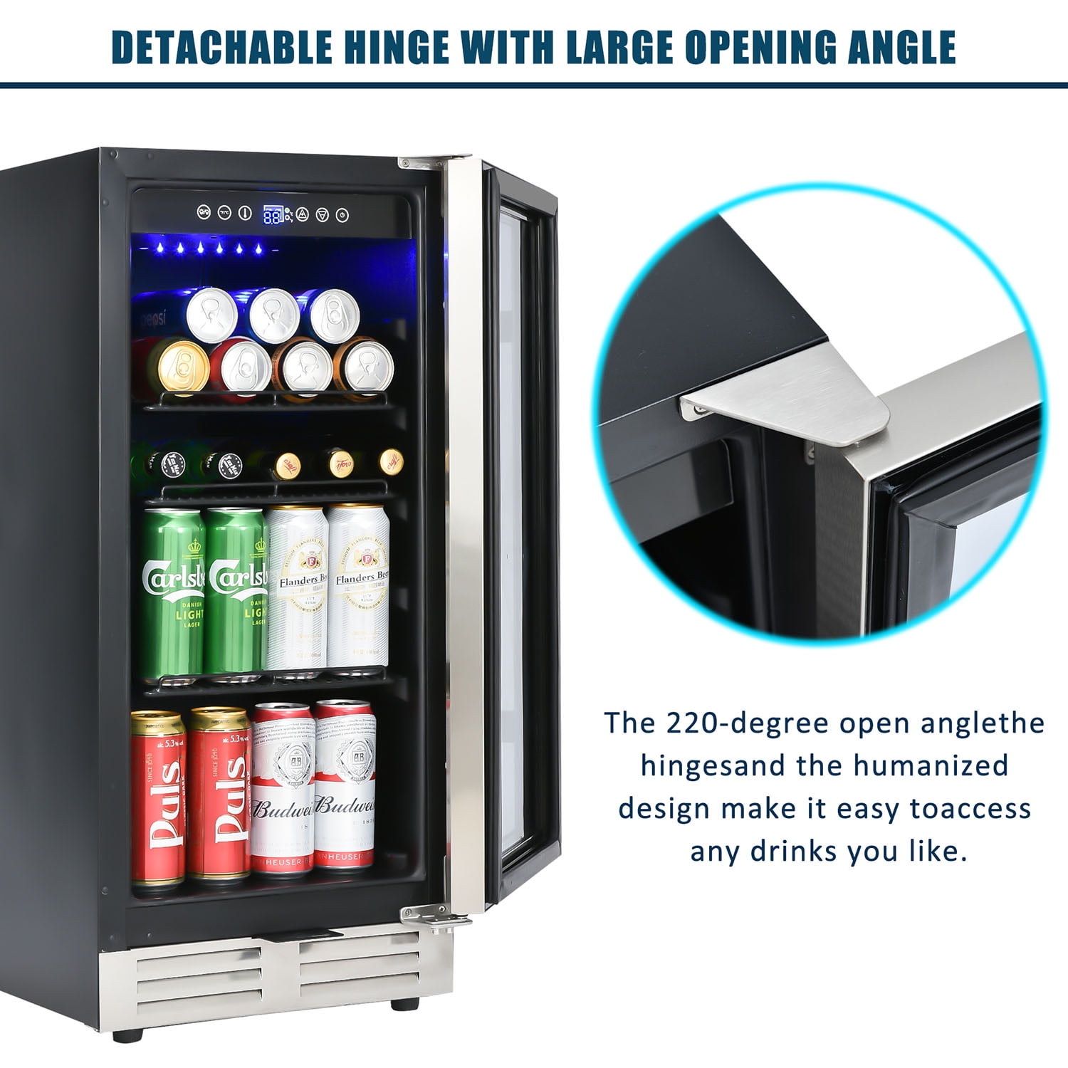 Kadyn Built-in and Freestanding 15" Mini Beverage Refrigerator/Wine Cabinet, 120 Cans, Quiet, Adjustable Shelves, LED Lighting, ETL , Touch Controls, Defrost, Double Glass Door, Kitchen/Bar /office Kadyn Built-in and Freestanding 15" Mini Beverage Refrigerator/Wine Cabinet, 120 Cans, Quiet, Adjustable Shelves, LED Lighting, ETL , Touch Controls, Defrost, Double Glass Door, Kitchen/Bar /office