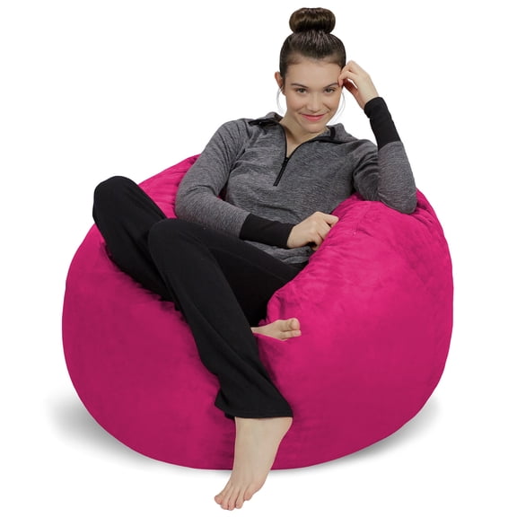 Sofa Sack Bean Bag Chair, Memory Foam Lounger with Microsuede Cover, Kids, 3 ft, Magenta