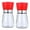 Red, variant on Salt and Pepper Grinder Set Color- Refillable Small Sea Salt & Peppercorn Shakers Set, Adjustable Coarseness, Ceramic Burr, Glass Salt & Pepper Mill - Red