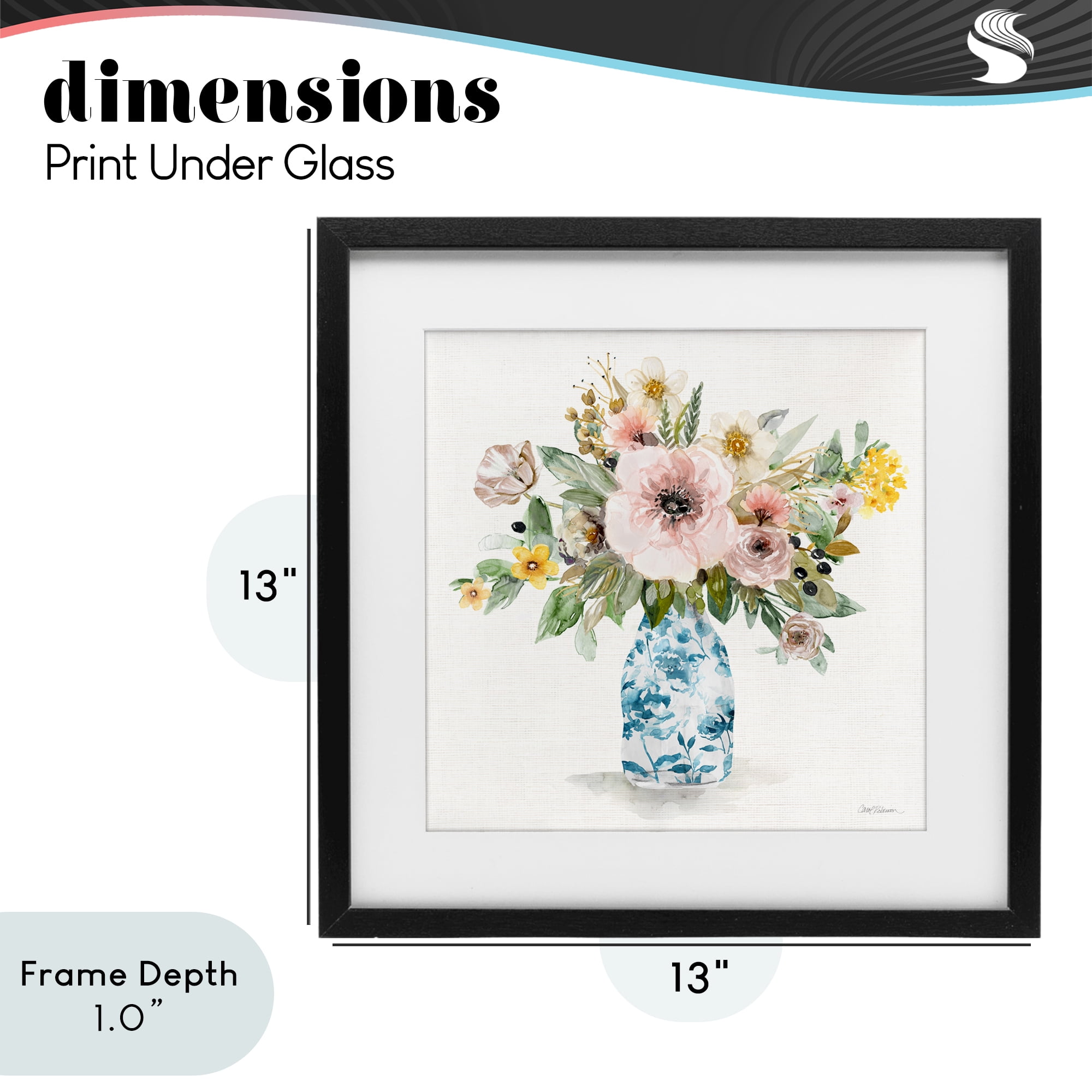 Stupell Industries Summer Chinoiserie Assortment Black Framed Print Under Glass, design by Carol Robinson