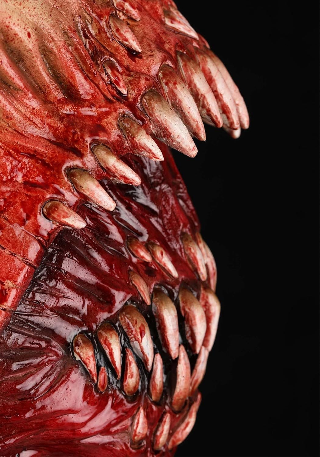 Latex Monster Halloween Mask with Two Mouths and Fangs for Cosplay Horror Parties