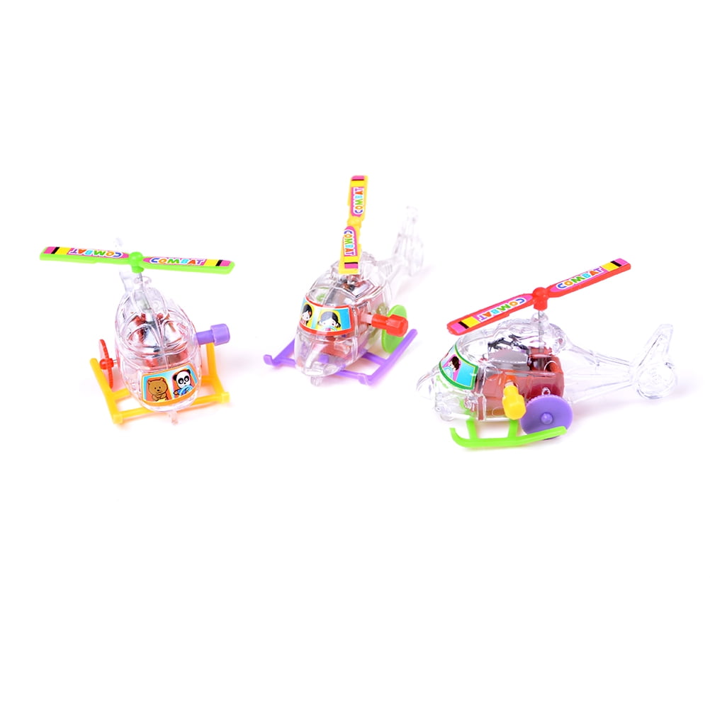2Pcs Mini Clockwork Transparent Aircraft Somersault Running Wind Up Toy#@ 