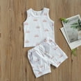 thumbnail image 6 of Seyurigaoka Baby 2-piece Outfit Set Sun Print Tank Top+Shorts Set for Kids Boys Girls, 6 of 7