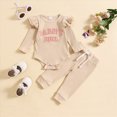 thumbnail image 2 of TOWED22 Baby Girl Jumpsuit Clothes 3pcs Sets Long Sleeve Crew Neck Cute Print Romper + Bow Pants Headband Fall Winter Outfits Set(White,6-9 M), 2 of 7