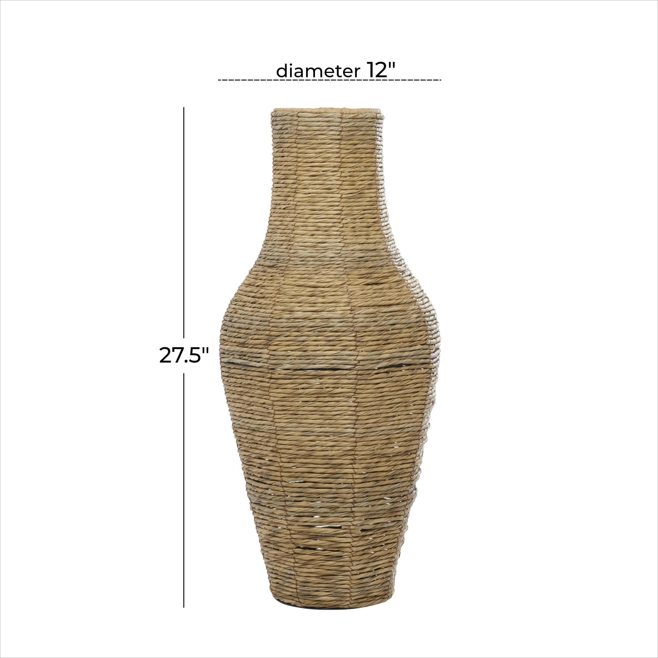 DecMode 28" Handmade Tall Woven Floor Brown Faux Seagrass Vase